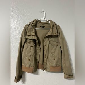 Theory olive green tan jacket size Large